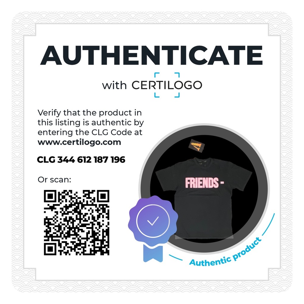 Vlone Pink Friends Tee Black (S) Authentic With Certilogo Tags - Picture 5 of 6